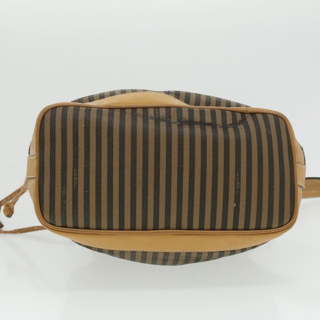 FENDI Pecan Canvas Shoulder Bag Khaki Black 35724