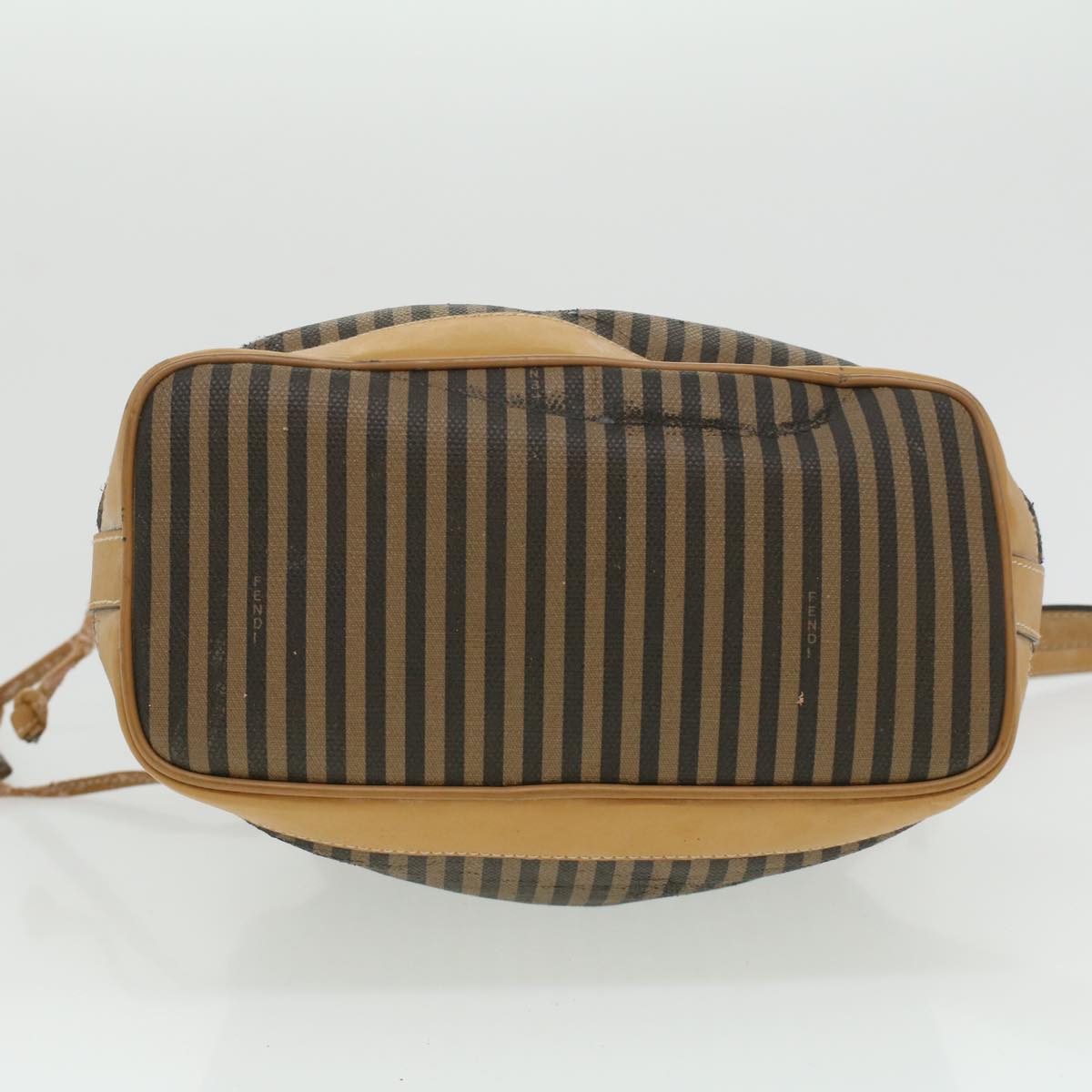 FENDI Pecan Canvas Shoulder Bag Khaki Black 35724