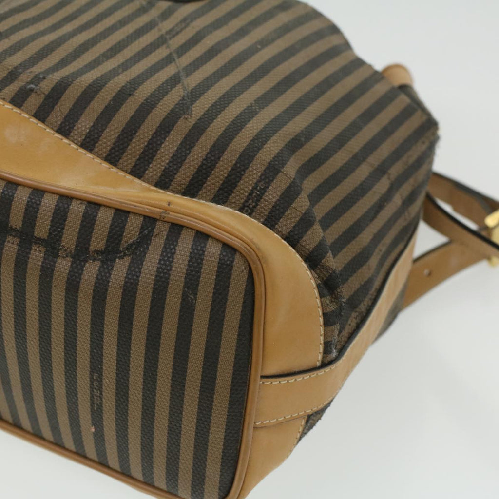 FENDI Pecan Canvas Shoulder Bag Khaki Black 35724