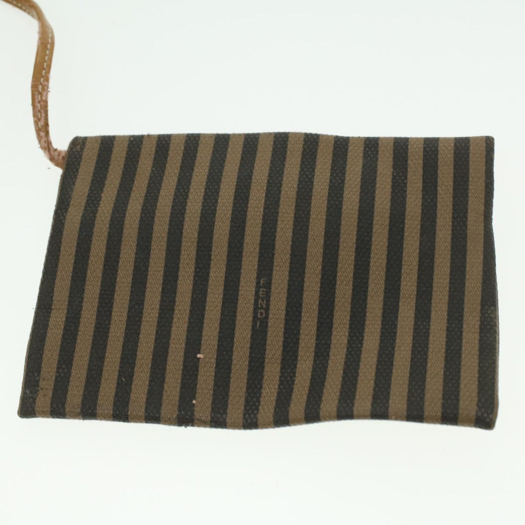 FENDI Pecan Canvas Shoulder Bag Khaki Black 35724