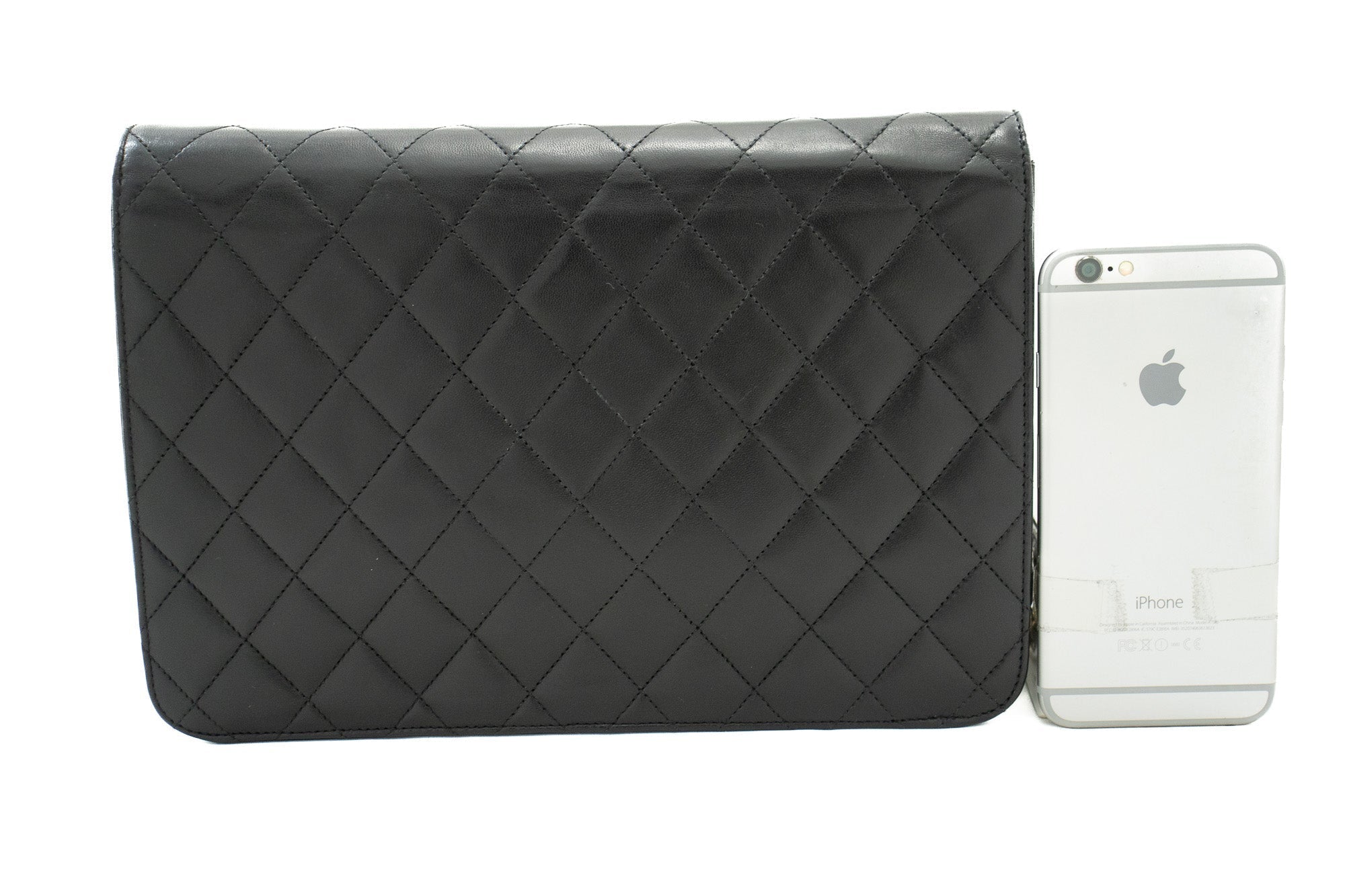 CHANEL Chain Shoulder Bag Clutch Black Quilted Flap Lambskin Purse j78