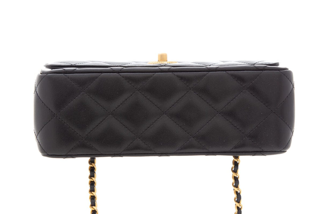 Chanel 2023 Black Lambskin Trendy Handle Flap Bag