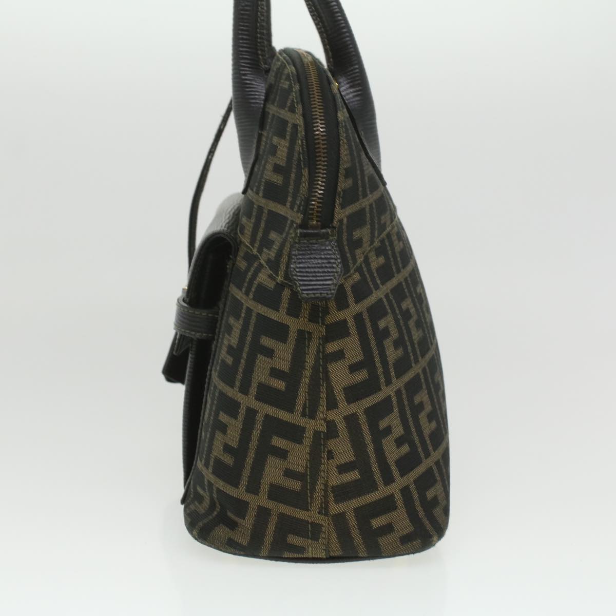 FENDI Zucca Canvas Hand Bag 2way Brown Black Auth 35833