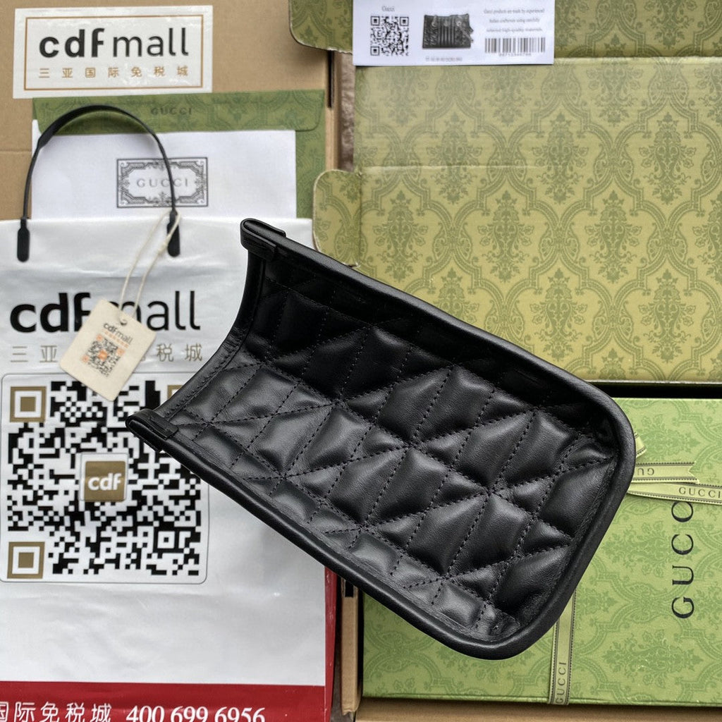 gg Marmont Small Tote Bag Black Matelasses For Women 10.4in/26.5cm gg 681483 UM8BN 1000