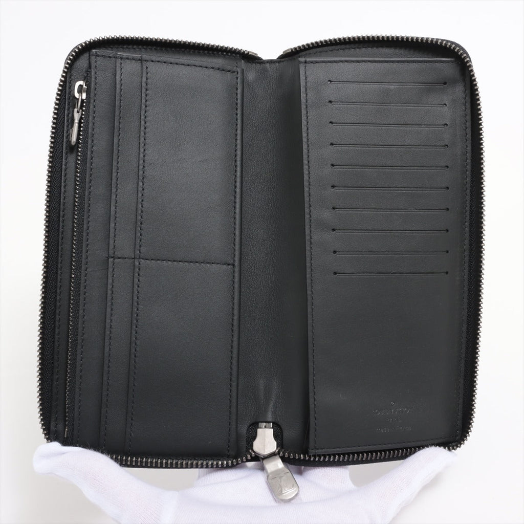 Louis Vuitton Damianfinie Zippy Wallet Vertical N63548 Black Round Zippe Wallet