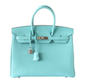 HermÃƒÆ’Ã‚Â¨s Birkin 35 Blue Atoll Bag PHW