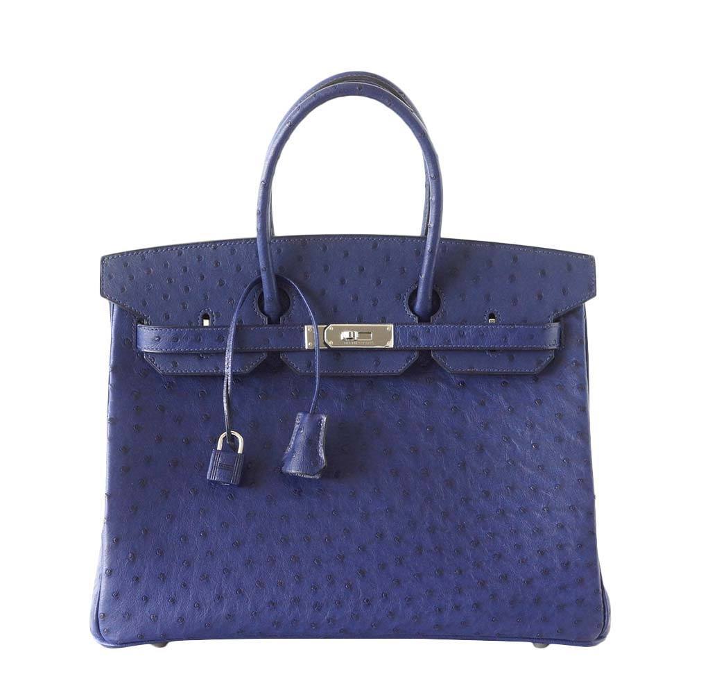 HermÃƒÆ’Ã‚Â¨s Birkin 35 Bleu Iris Ostrich Bag