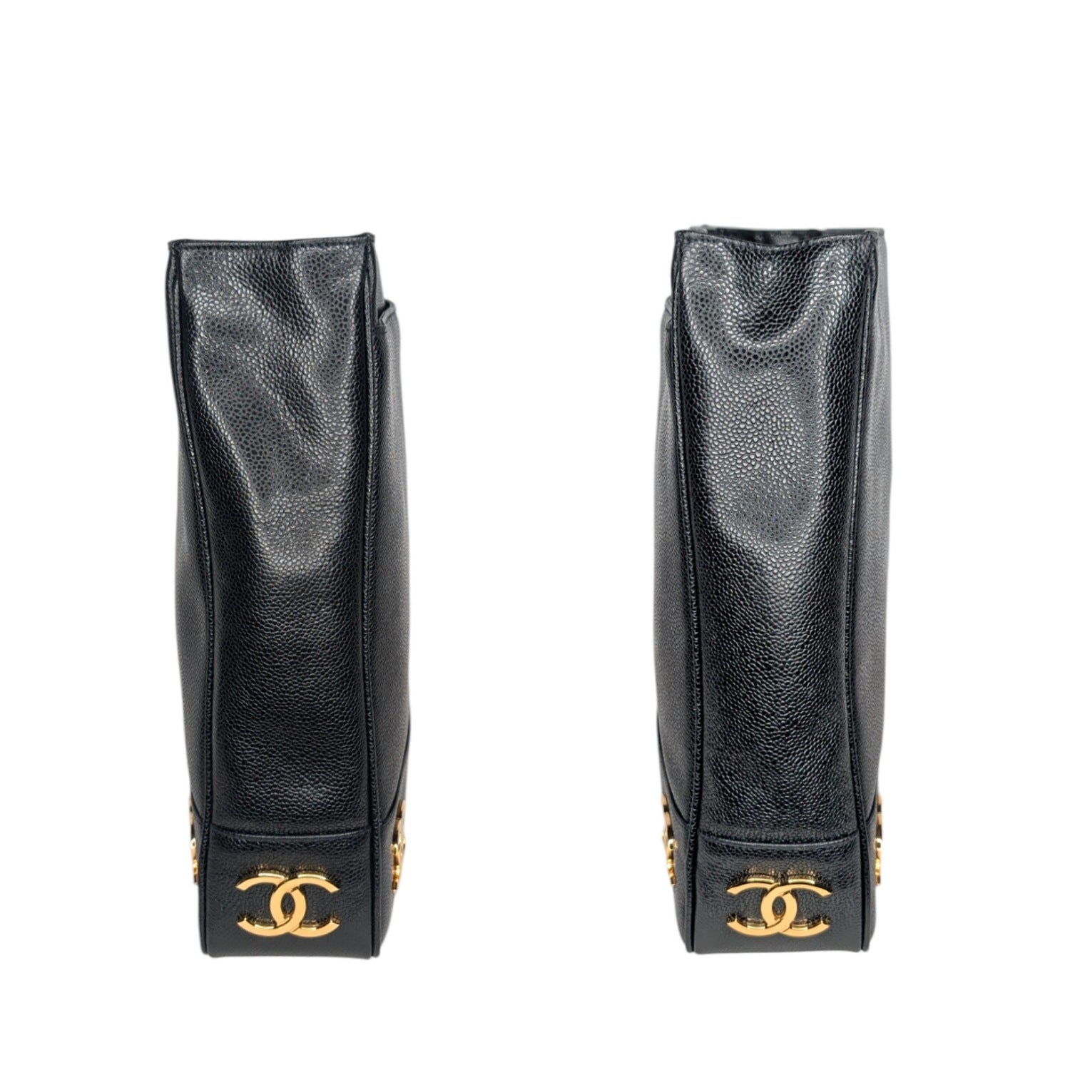 Chanel 90s Black Caviar Triple CC Shopping Tote