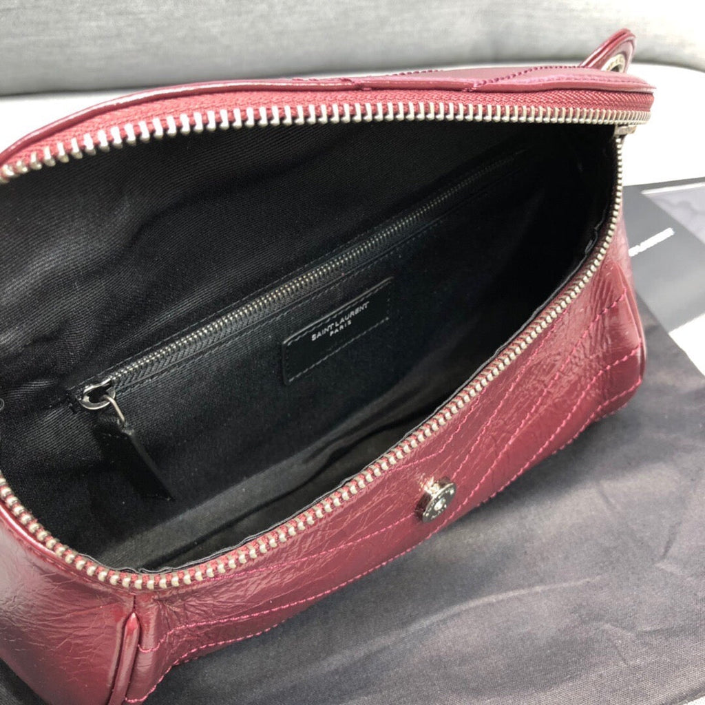 GLAMI Niki MeGLAMIum Crinkled Shoulder Bag Burgundy For Women 11in/28cm YSL