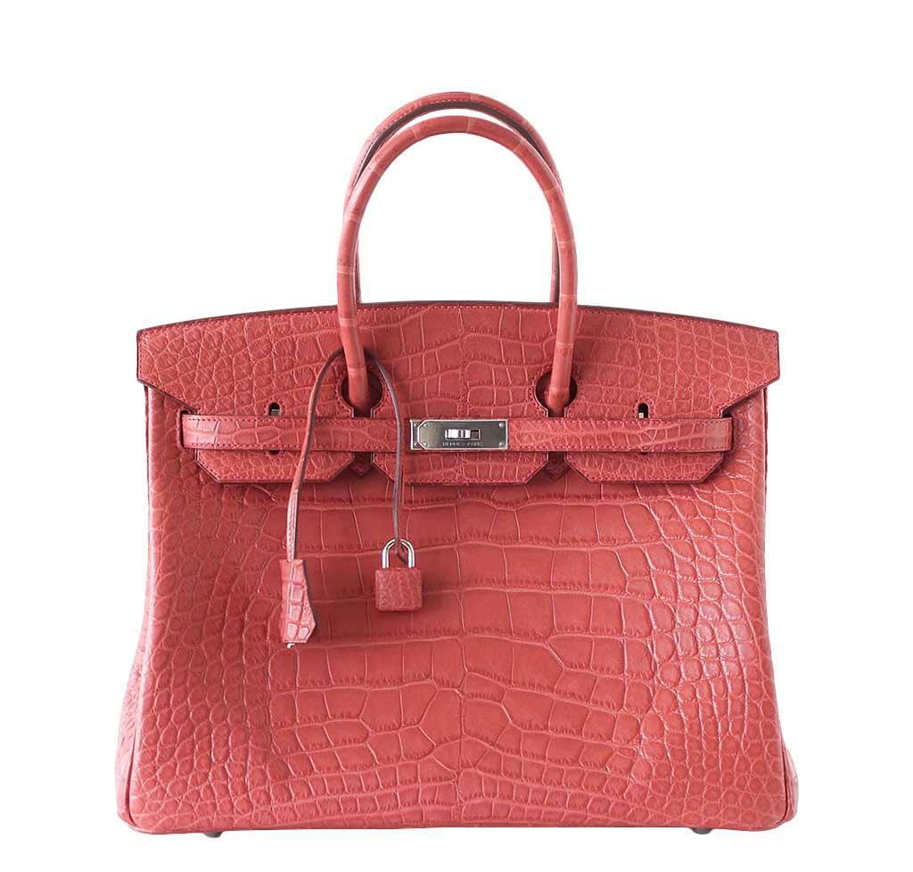 HermÃƒÆ’Ã‚Â¨s Birkin 35 Alligator Rose Indienne Bag