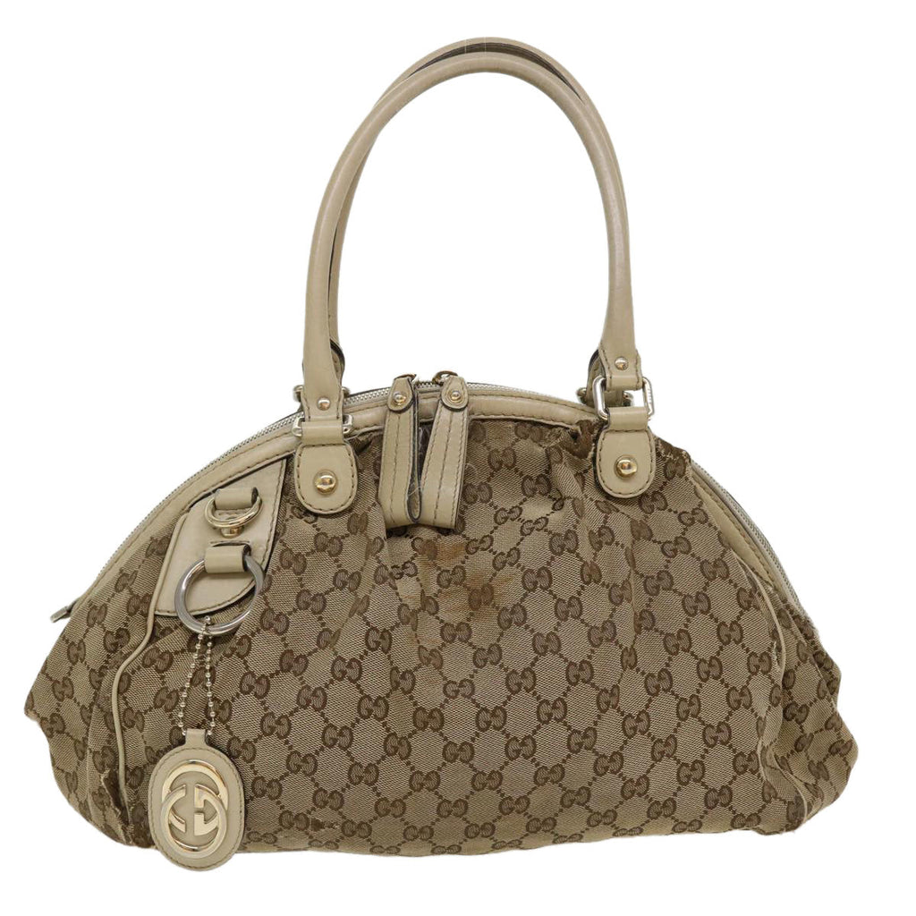 GUCCI GG Canvas Hand Bag 2way Beige 223974 36034
