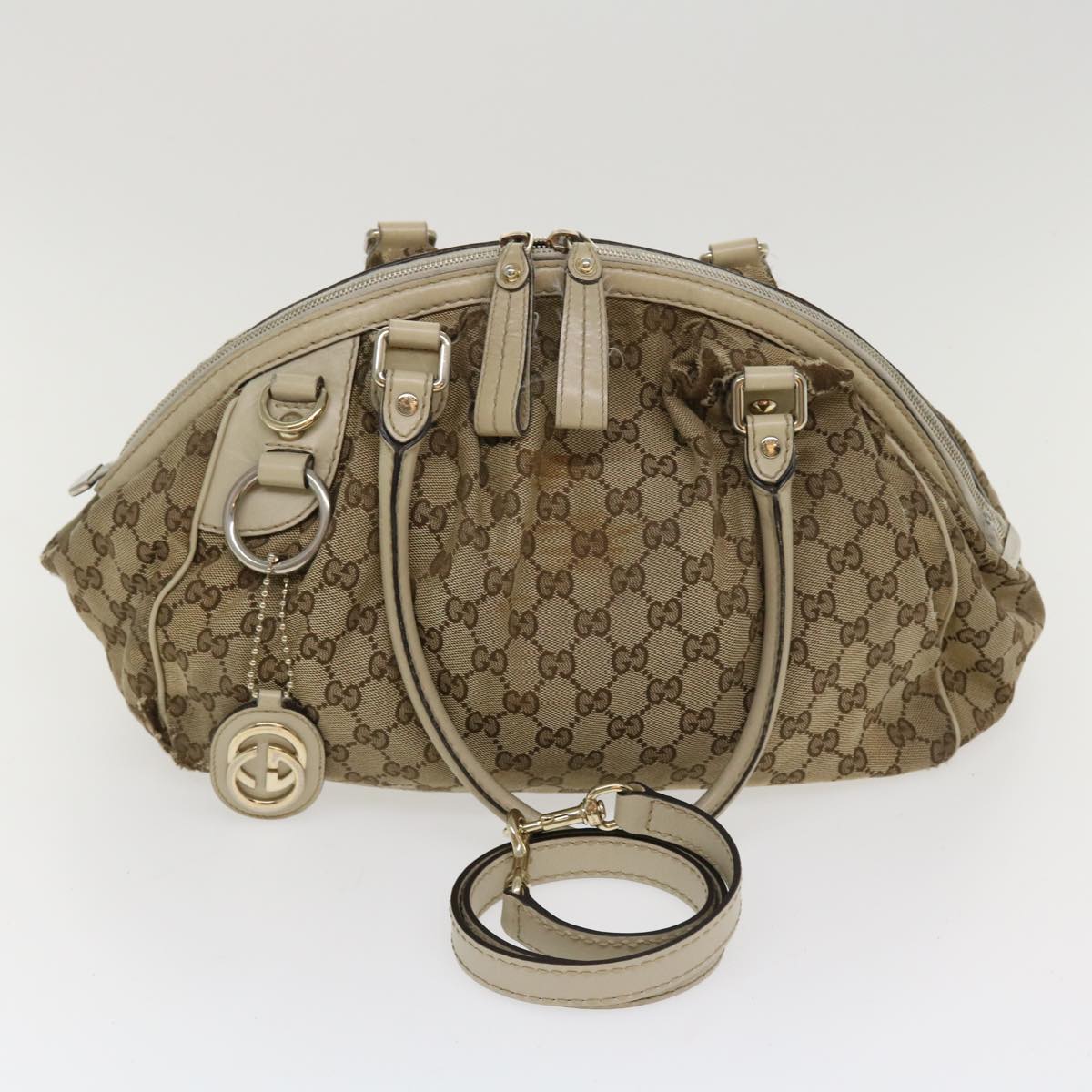 GUCCI GG Canvas Hand Bag 2way Beige 223974 36034