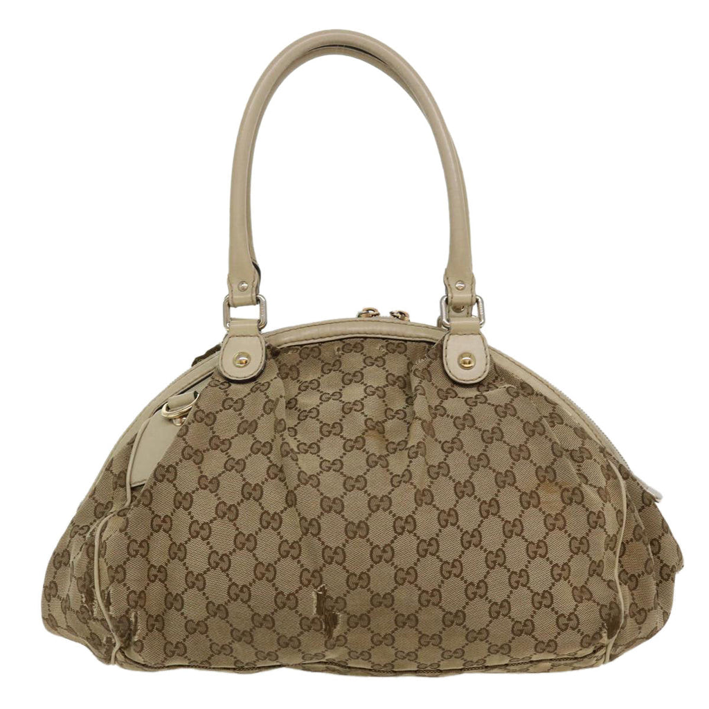 GUCCI GG Canvas Hand Bag 2way Beige 223974 36034