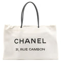 CHANEL Essential Tote Bag Calf Skin Large White A46882