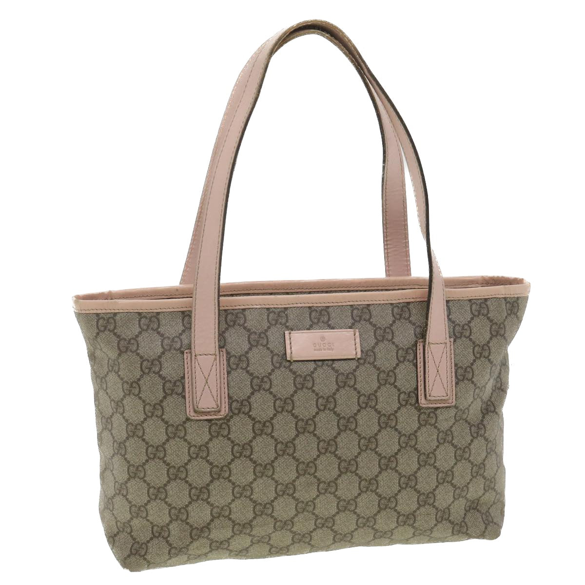 GUCCI GG Canvas Tote Bag PVC Leather Beige Pink 181086 36252