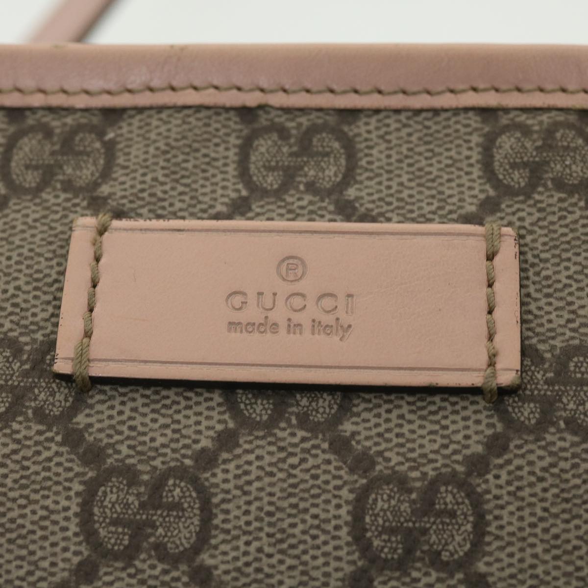 GUCCI GG Canvas Tote Bag PVC Leather Beige Pink 181086 36252
