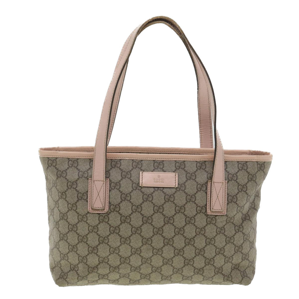 GUCCI GG Canvas Tote Bag PVC Leather Beige Pink 181086 36252