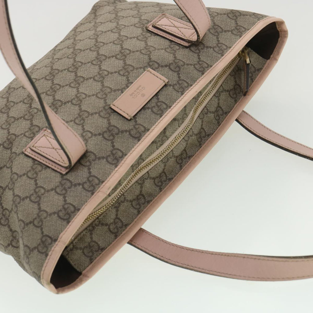 GUCCI GG Canvas Tote Bag PVC Leather Beige Pink 181086 36252