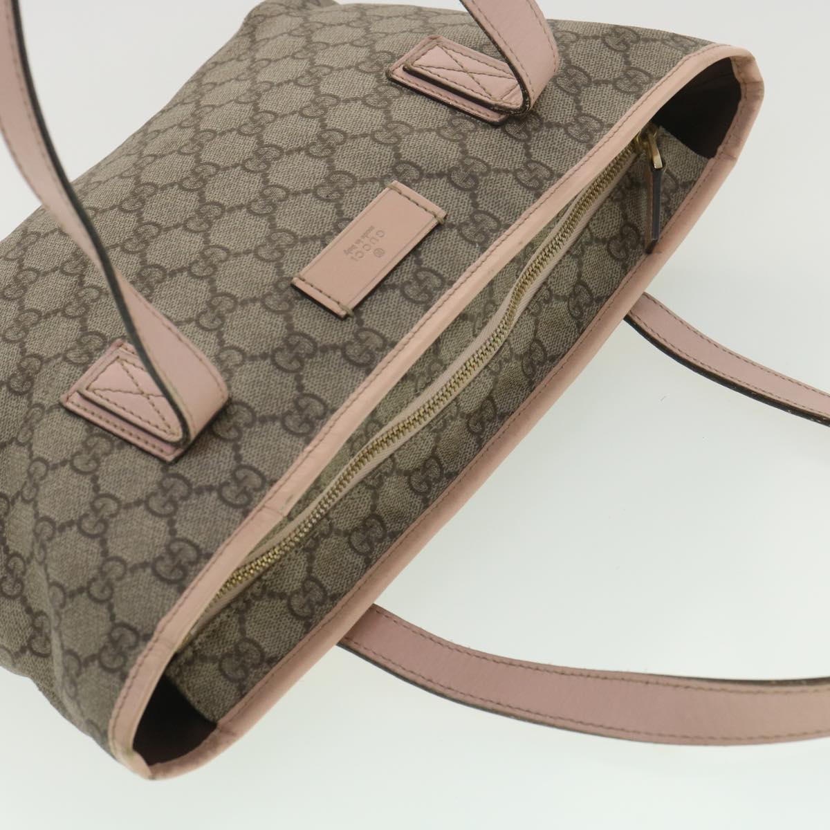 GUCCI GG Canvas Tote Bag PVC Leather Beige Pink 181086 36252