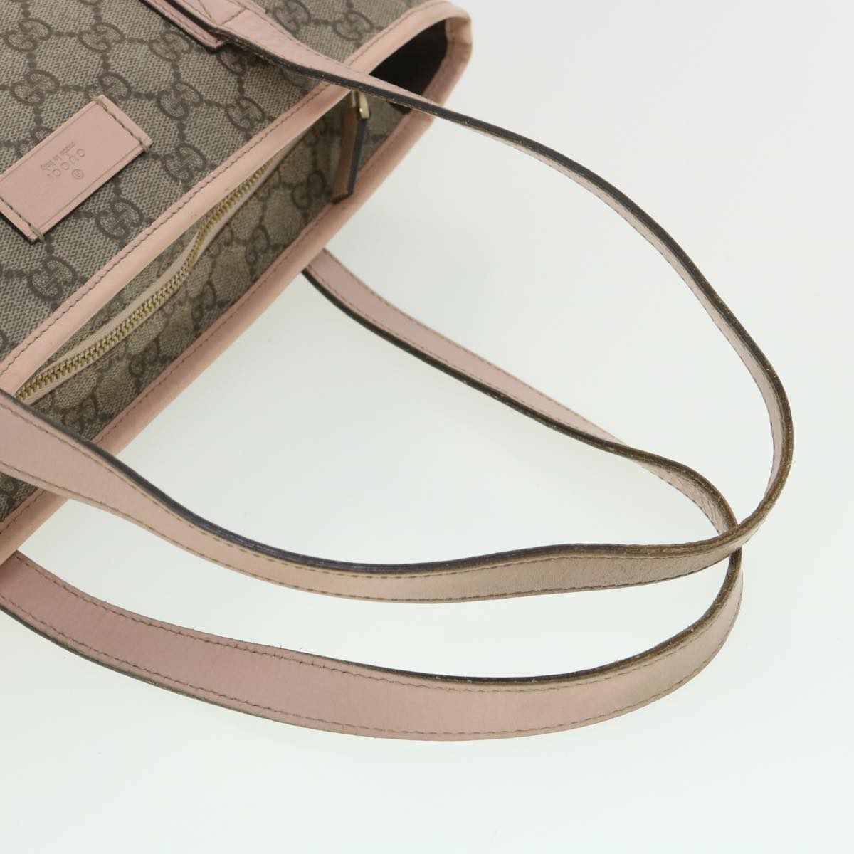 GUCCI GG Canvas Tote Bag PVC Leather Beige Pink 181086 36252