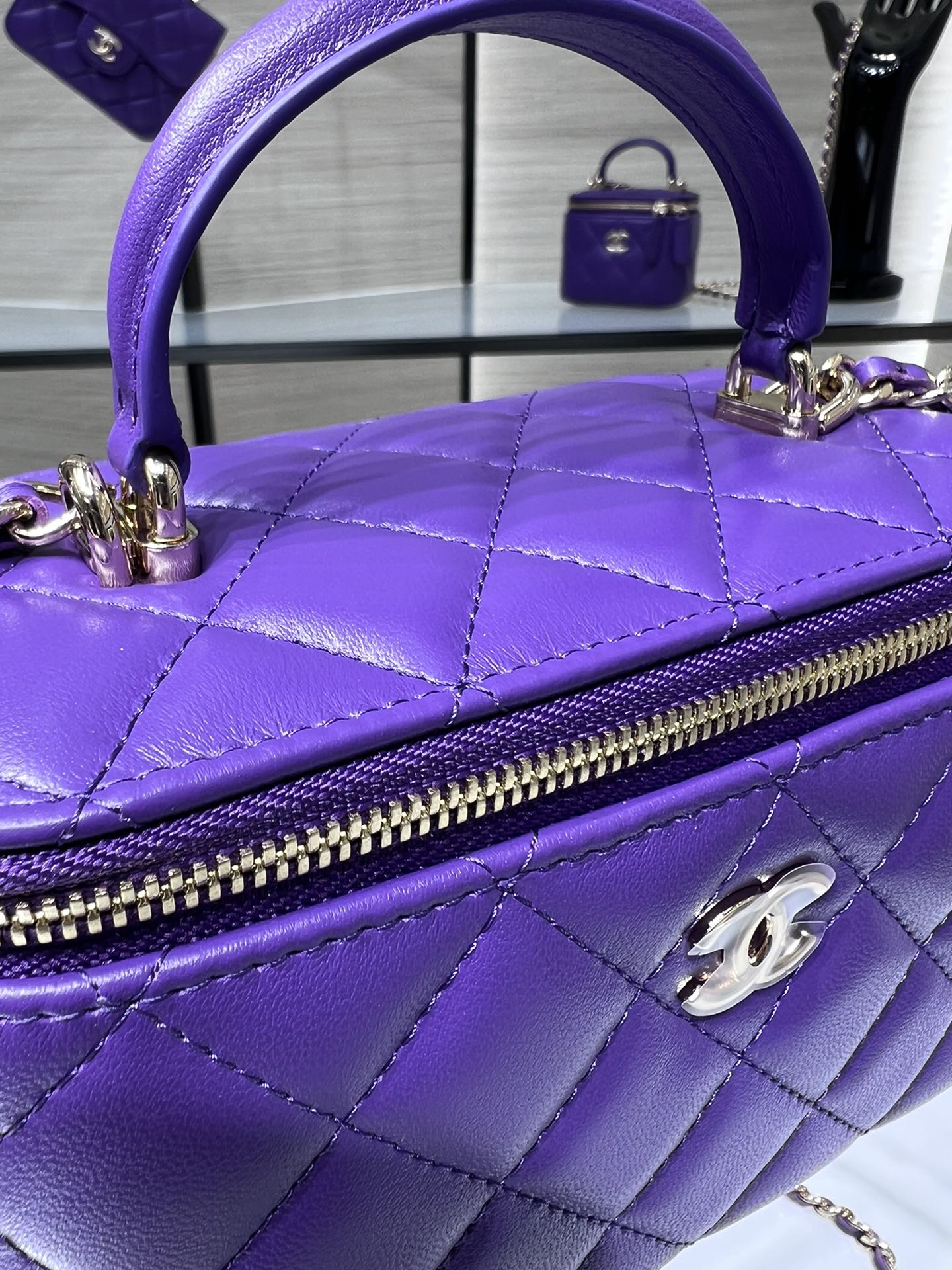 CHLVanity With Chain Silver Hardware Purple For Women Handbags, Shoulder Bags 6.7in/17cm