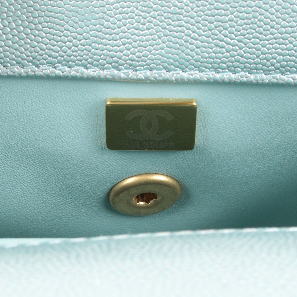 CHANEL Matrasse Caviar Skin COCO Handle 2Way Bag Light Blue A92990