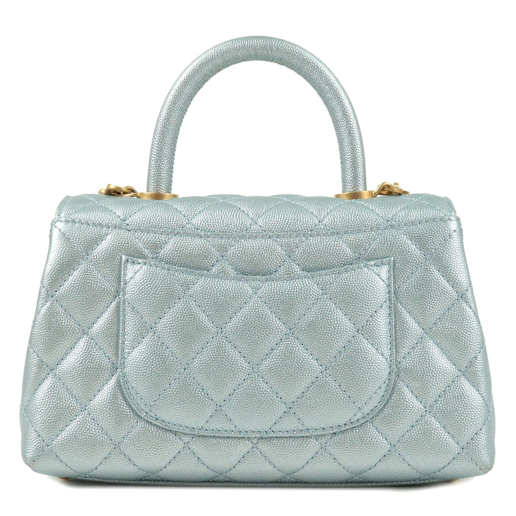 CHANEL Matrasse Caviar Skin COCO Handle 2Way Bag Light Blue A92990