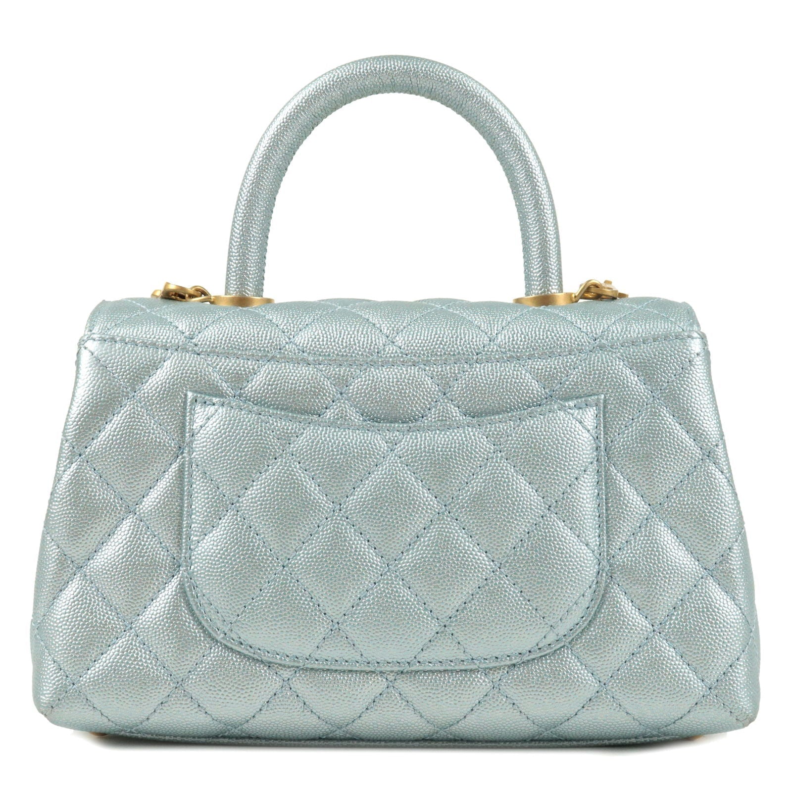 CHANEL Matrasse Caviar Skin COCO Handle 2Way Bag Light Blue A92990