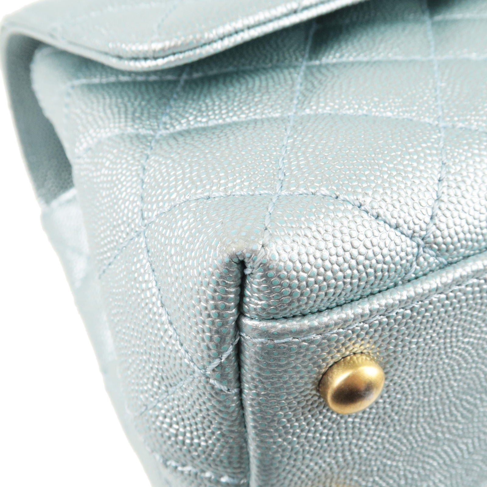 CHANEL Matrasse Caviar Skin COCO Handle 2Way Bag Light Blue A92990