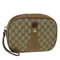 GUCCI Web Sherry Line GG Canvas Clutch Bag PVC Leather Beige Green 89 36428