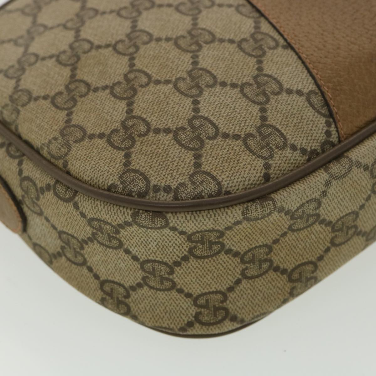 GUCCI Web Sherry Line GG Canvas Clutch Bag PVC Leather Beige Green 89 36428