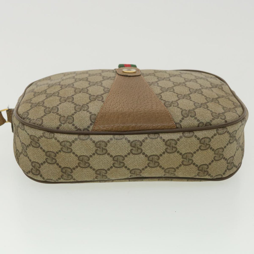 GUCCI Web Sherry Line GG Canvas Clutch Bag PVC Leather Beige Green 89 36428
