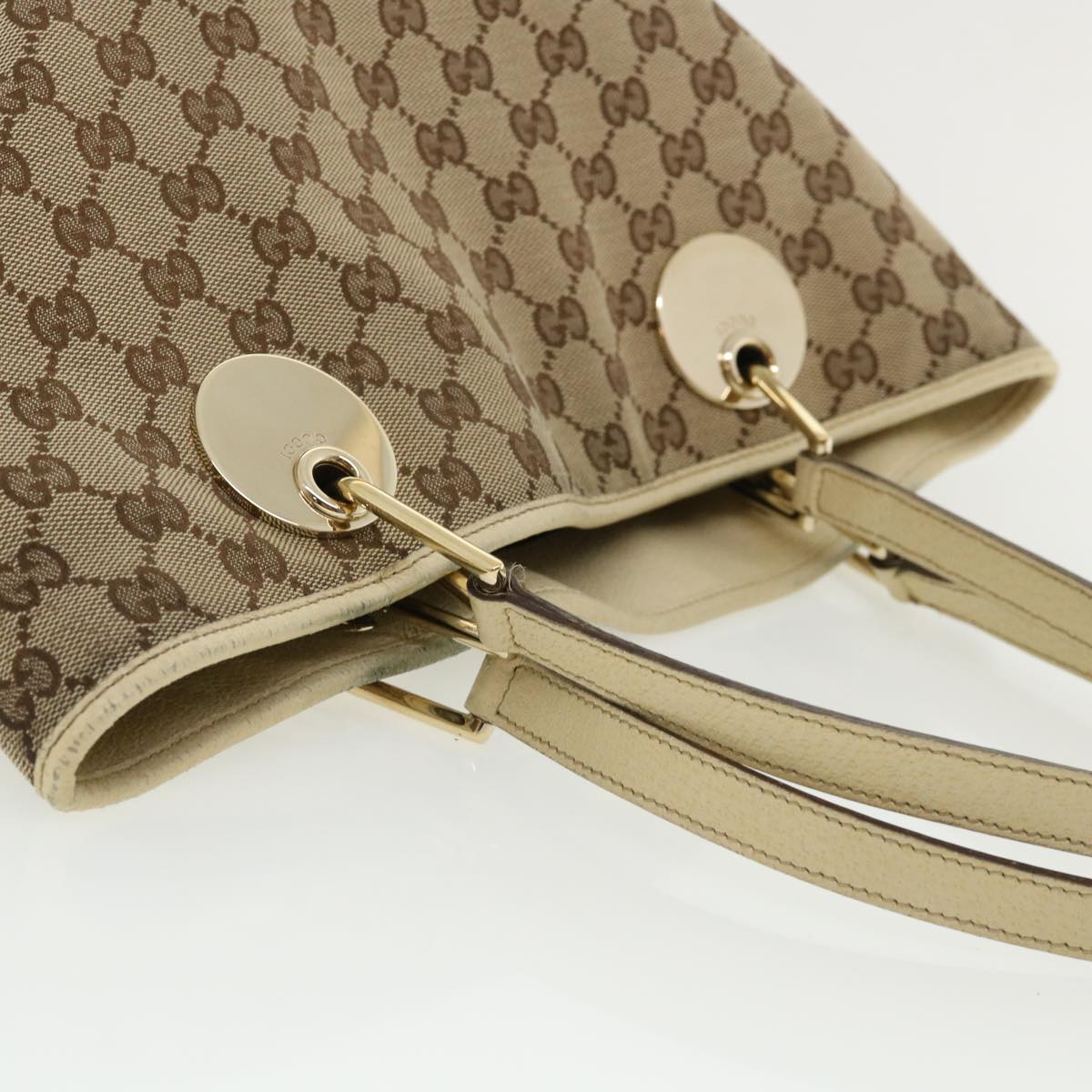 GUCCI GG Canvas Hand Bag Beige Brown 120836 36429