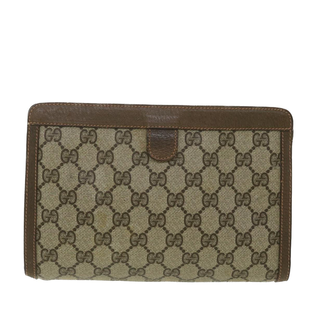 GUCCI Web Sherry Line GG Canvas Clutch Bag PVC Leather Beige Green 89 36430