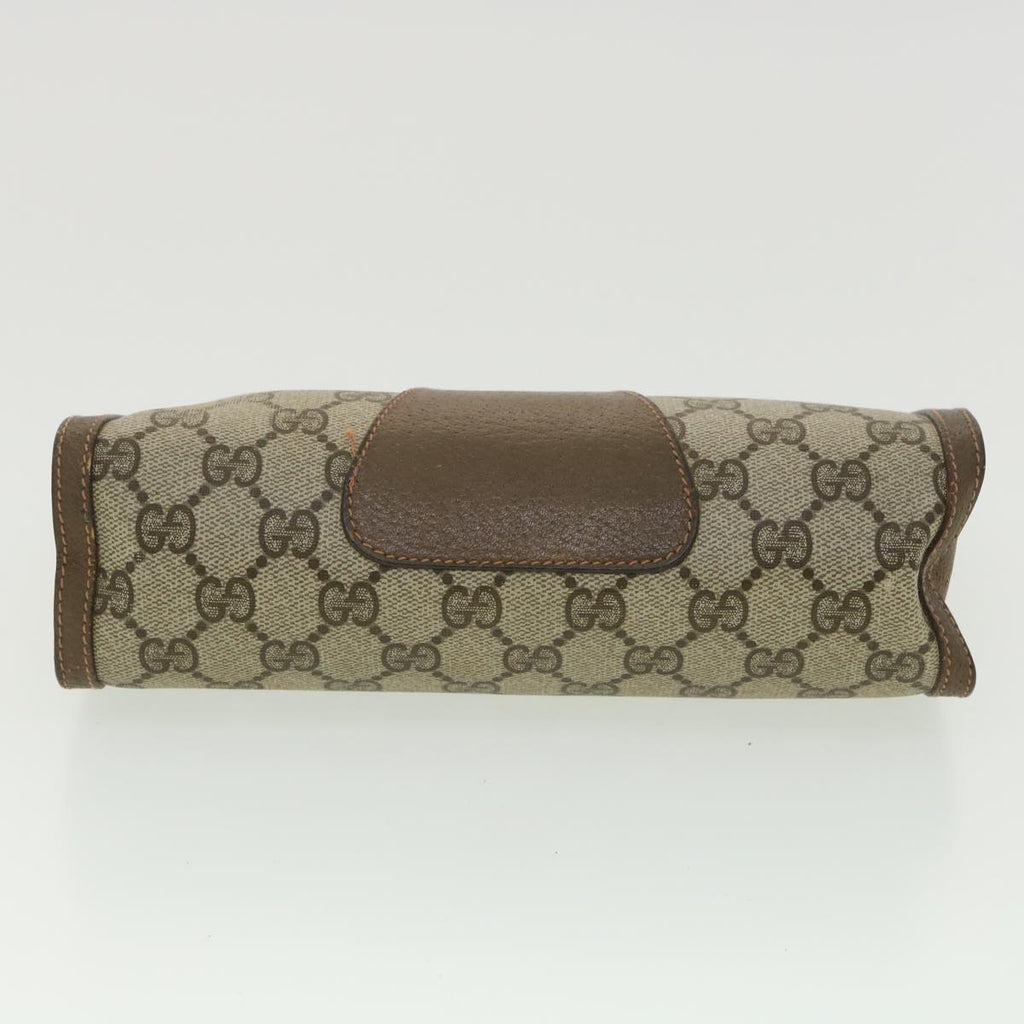GUCCI Web Sherry Line GG Canvas Clutch Bag PVC Leather Beige Green 89 36430
