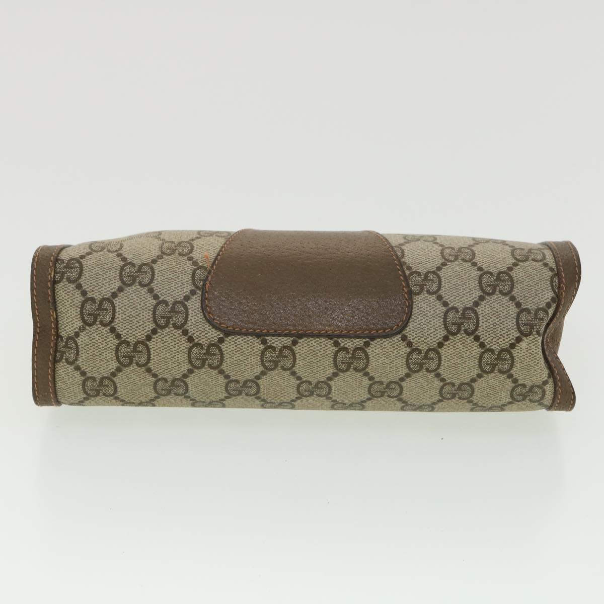 GUCCI Web Sherry Line GG Canvas Clutch Bag PVC Leather Beige Green 89 36430