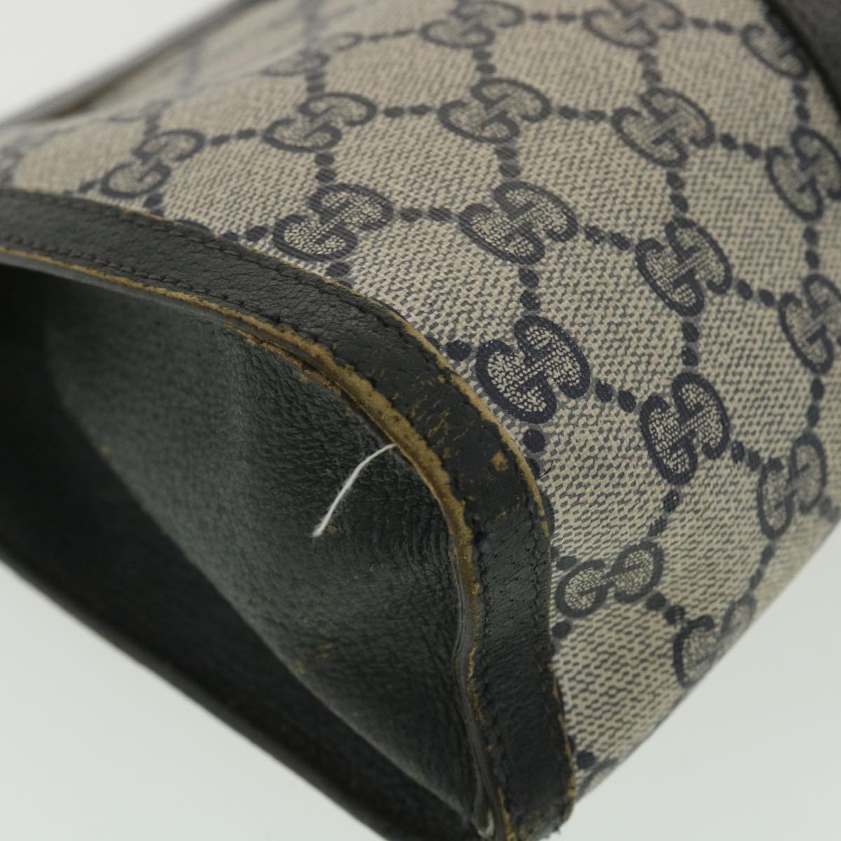 GUCCI Sherry Line GG Canvas Clutch Bag PVC Leather Navy Red 89 36432