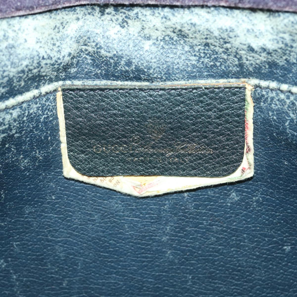 GUCCI Sherry Line GG Canvas Clutch Bag PVC Leather Navy Red 89 36432