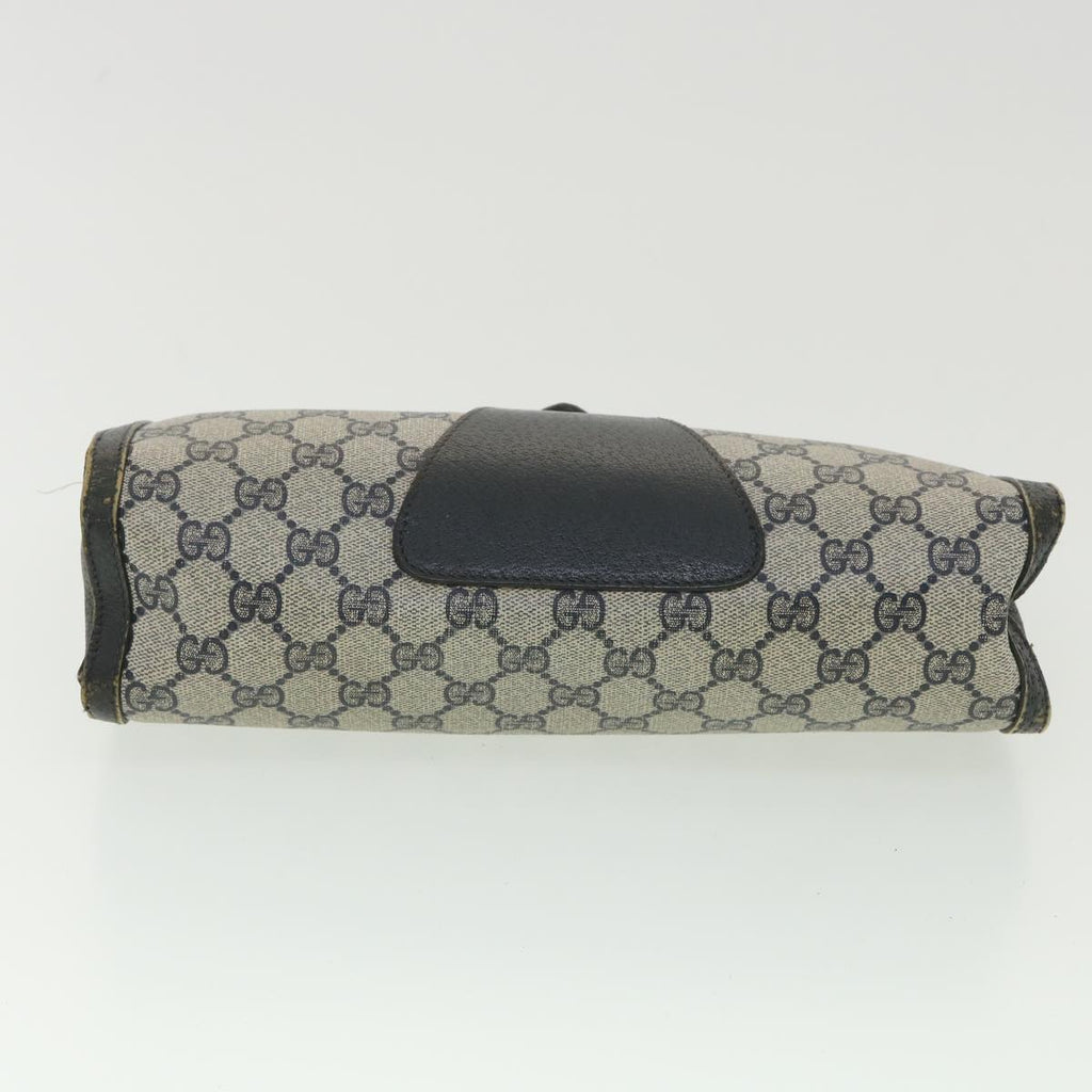 GUCCI Sherry Line GG Canvas Clutch Bag PVC Leather Navy Red 89 36432