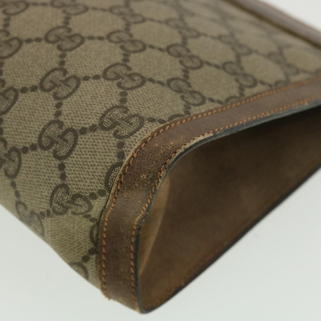 GUCCI Web Sherry Line GG Canvas Clutch Bag PVC Leather Beige Green 89 36433