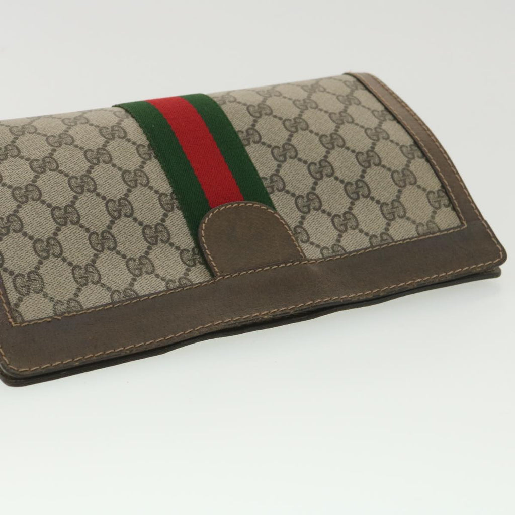 GUCCI GG Canvas Web Sherry Line Clutch Bag Beige Red Green 010.378 36471