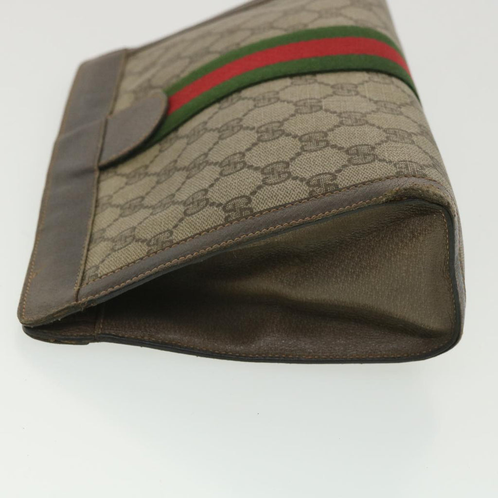 GUCCI GG Canvas Web Sherry Line Clutch Bag Beige Red Green 8901002 36490