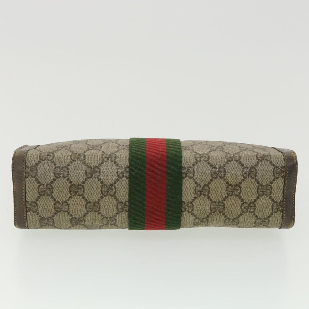 GUCCI GG Canvas Web Sherry Line Clutch Bag Beige Red Green 8901002 36490