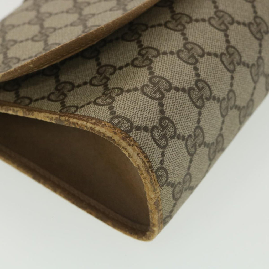 GUCCI Web Sherry Line GG Canvas Clutch Bag PVC Leather Beige Green 89 36492