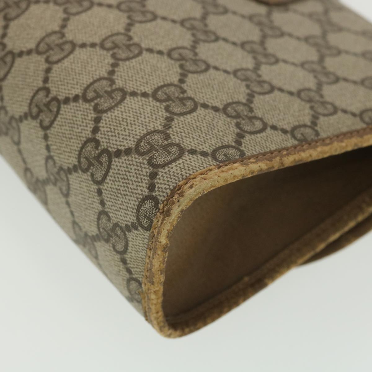 GUCCI Web Sherry Line GG Canvas Clutch Bag PVC Leather Beige Green 89 36492
