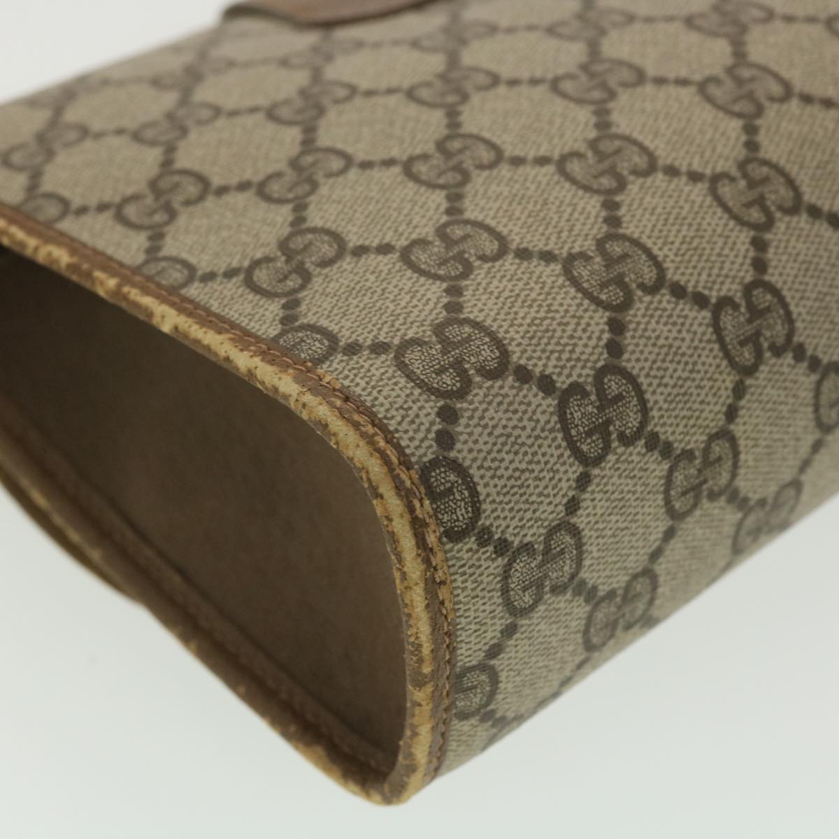 GUCCI Web Sherry Line GG Canvas Clutch Bag PVC Leather Beige Green 89 36492