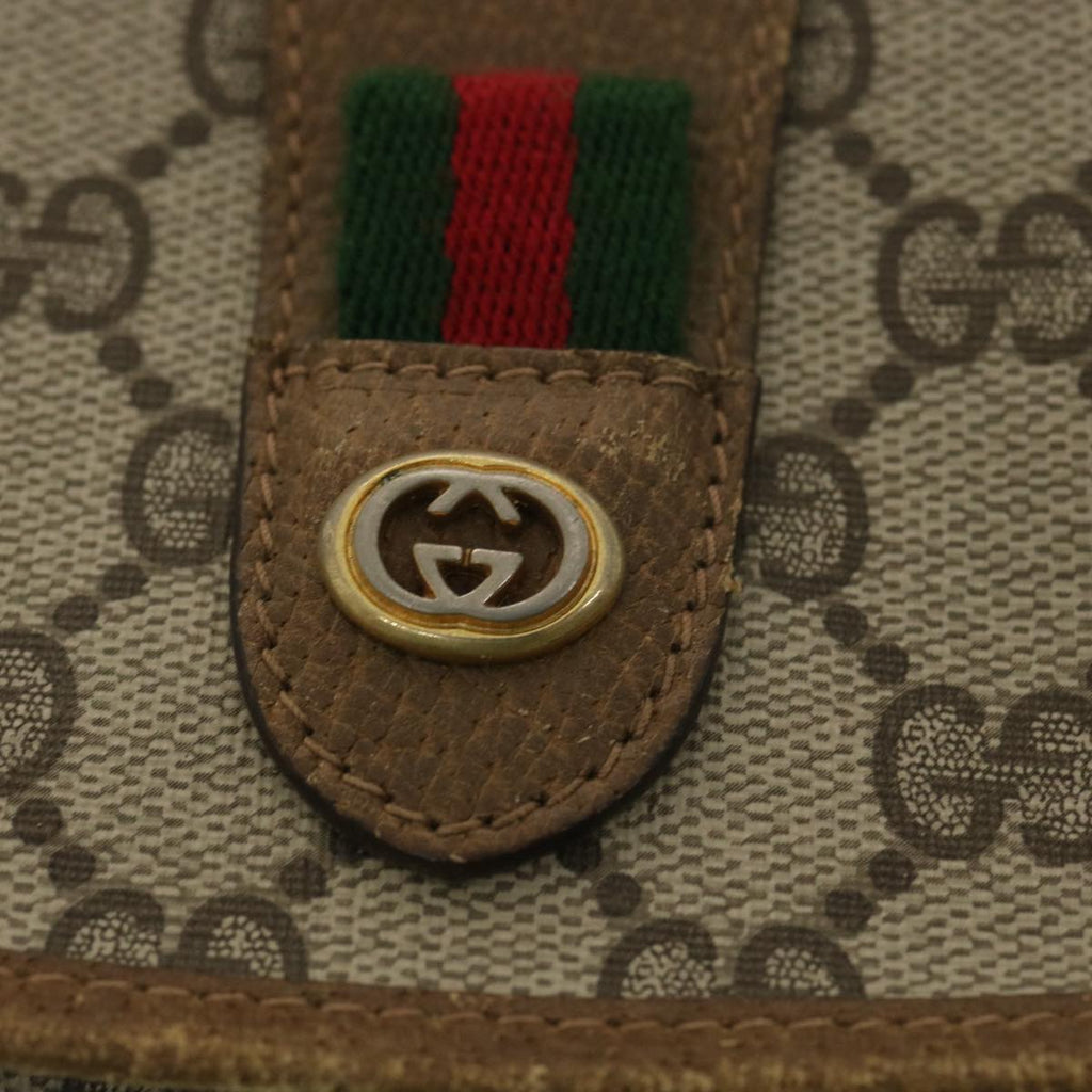 GUCCI Web Sherry Line GG Canvas Clutch Bag PVC Leather Beige Green 89 36492