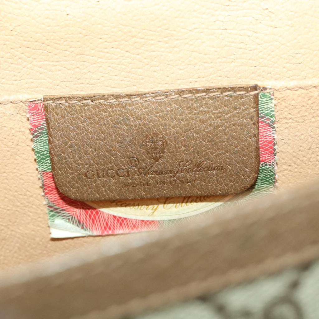 GUCCI Web Sherry Line GG Canvas Clutch Bag PVC Leather Beige Green 89 36492
