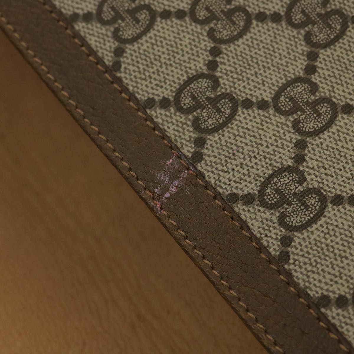 GUCCI Web Sherry Line GG Canvas Clutch Bag PVC Leather Beige Green 89 36492