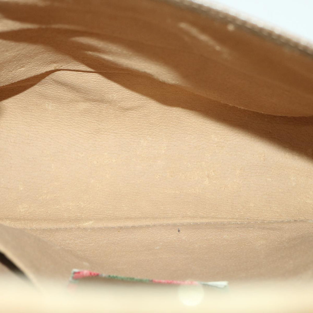 GUCCI Web Sherry Line GG Canvas Clutch Bag PVC Leather Beige Green 89 36492